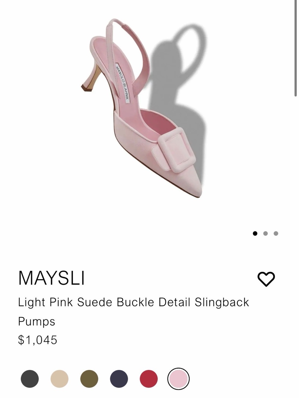 NEW IN THE BOX MANOLO BLAHNIK MAYSLI LIGHT PINK SUEDE BUCKLE MULE
